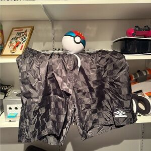 Umbro Black Gray Checkered Athletic Shorts
